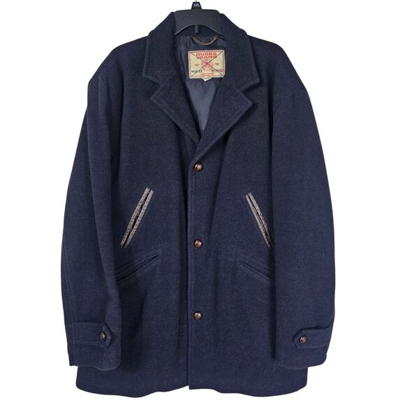 VTG 80s Guess Mens Wool Button-Up Coat XXL Charcoal Preppy Academia Quiet Luxury - Picture 1 of 13